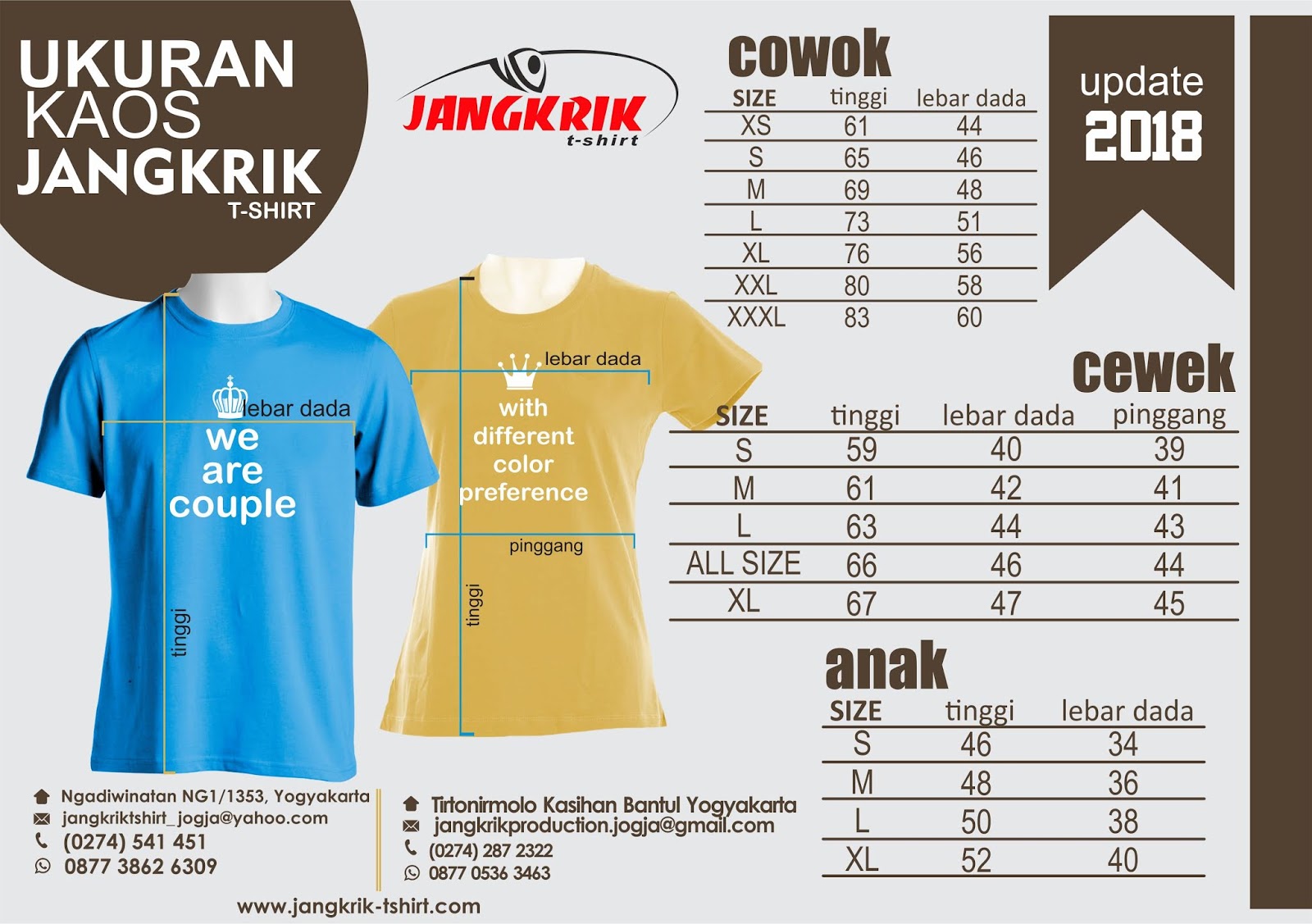  Standar  Ukuran  Kaos  dan Kemeja