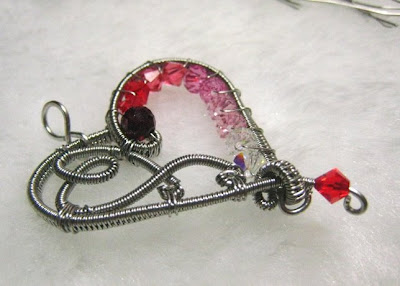 stainless steel wire woven heart with Swarovski Crystal