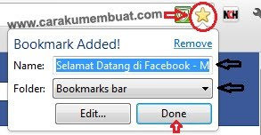 bookmarks facebook di google chrome
