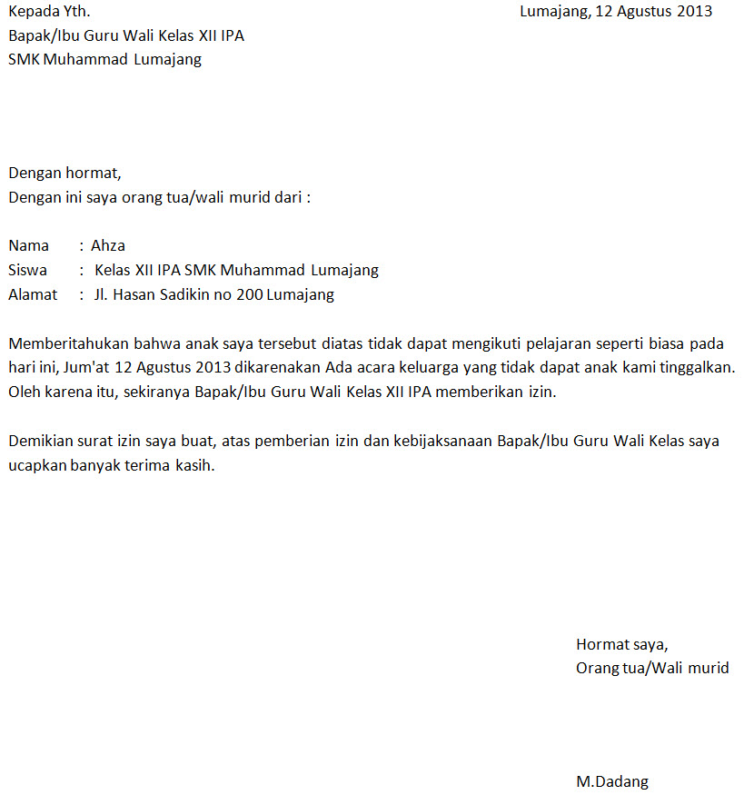 Contoh Surat Pengunduran Diri Format Microsoft Word (14 