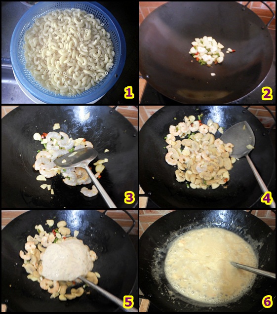 Aesya Zealous: Prawn and Mushroom Carbonara (simple)