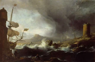 Mar agitado en la costa montañosa de Ludolf Backhuysen