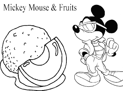 Disney Mickey Mouse & Fruits Coloring Pages