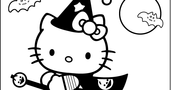 Download Hello Kitty Flying Happy Halloween Coloring Pages >> Disney Coloring Pages