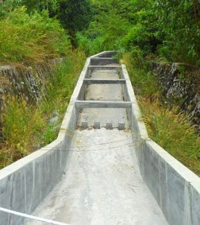 Bangunan terjunan tegak, terjunan miring