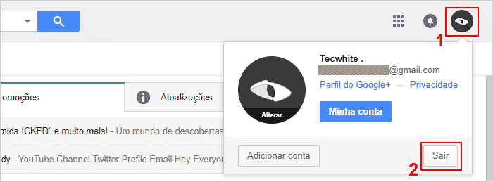 Saindo do Gmail pelo computador