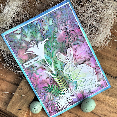 Sara Emily Barker https://sarascloset1.blogspot.com/2019/04/easter-card-with-tim-holtz-oxide-sprays.html Mixed Media Easter Card #oxidesprays #organic #geospringtime #wildflowerstems (5)