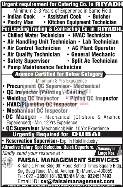 Dubai & Riyadh Large Job Opportunities