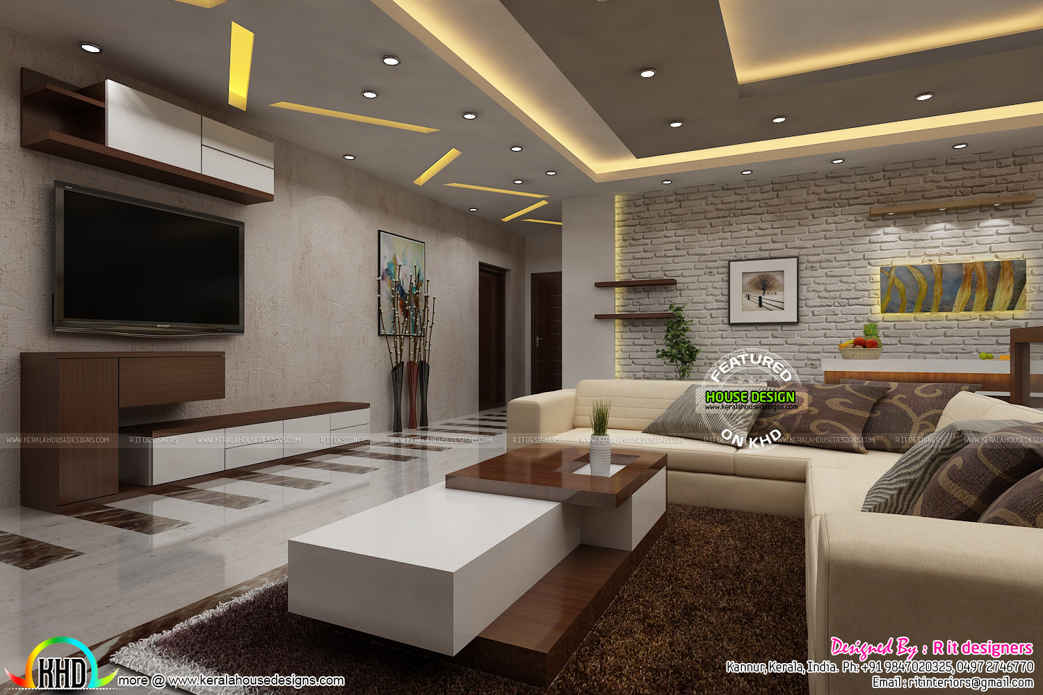 Most modern Kerala living room interior  Kerala home 