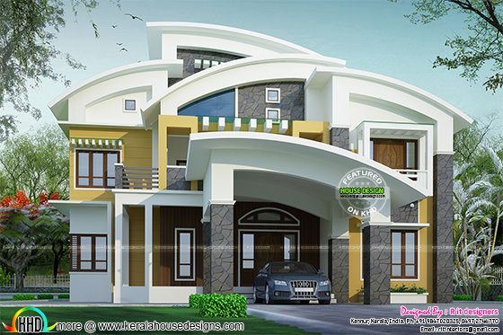 Beautiful contemporary  curved  roof  house  Kerala home  