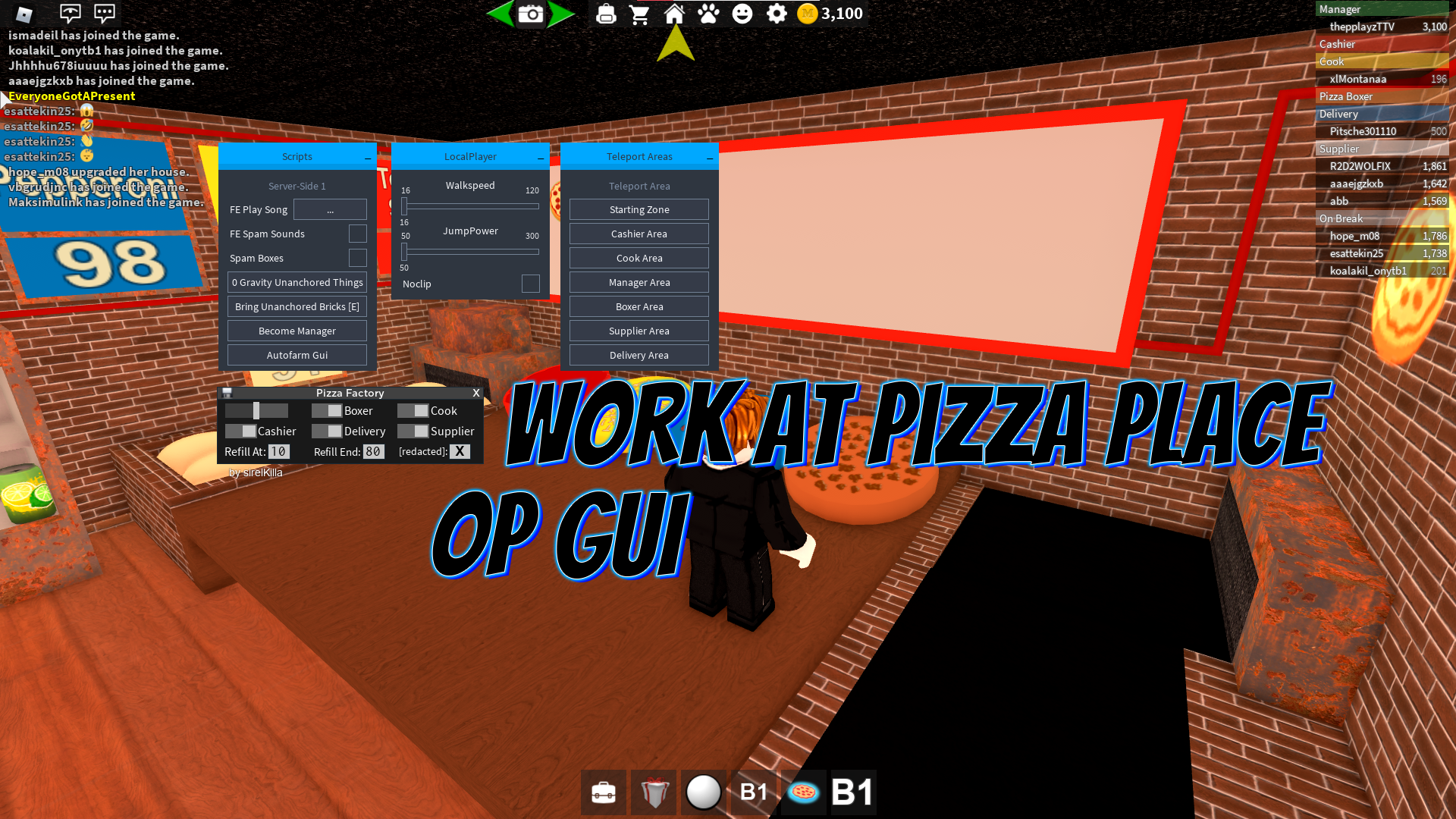 roblox work at a pizza place scripts