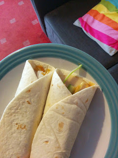 Two Sweet Chilli Chinese Wraps with Spring Onion and Cucumber
