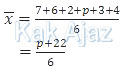 Menentukan nilai rata-rata dari 7, 6, 2, p, 3, 4