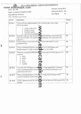 aiou-bs-Environmental-past-papers-spring