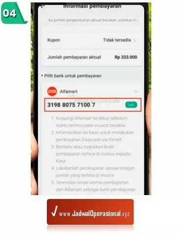 Cara bayar Easy Cash lewat Alfamart