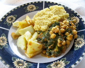 spicy chickpeas with spinach served up for dinner