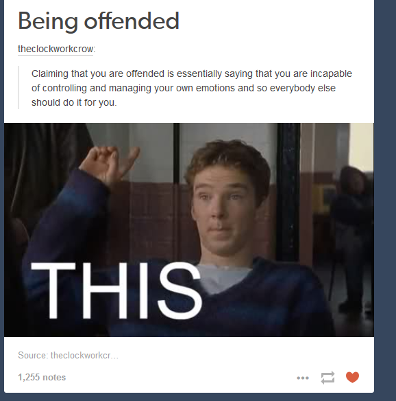 funny and true quote about getting offended at things.