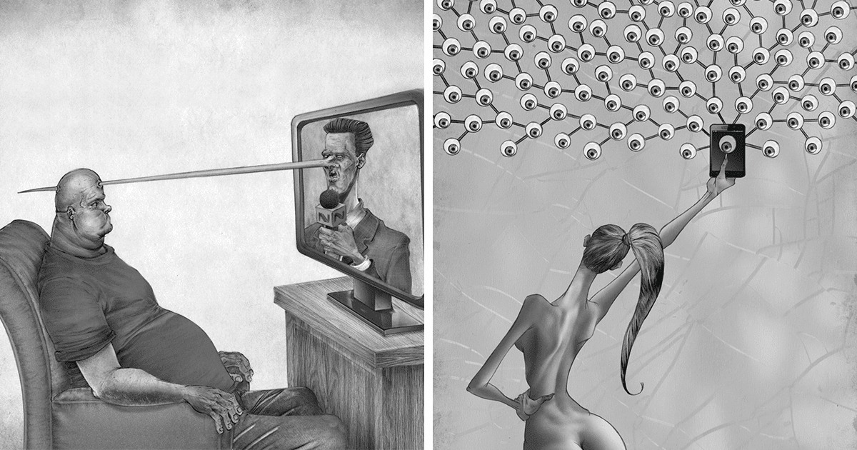 Modern Society Captured In 40 Powerful Illustrations