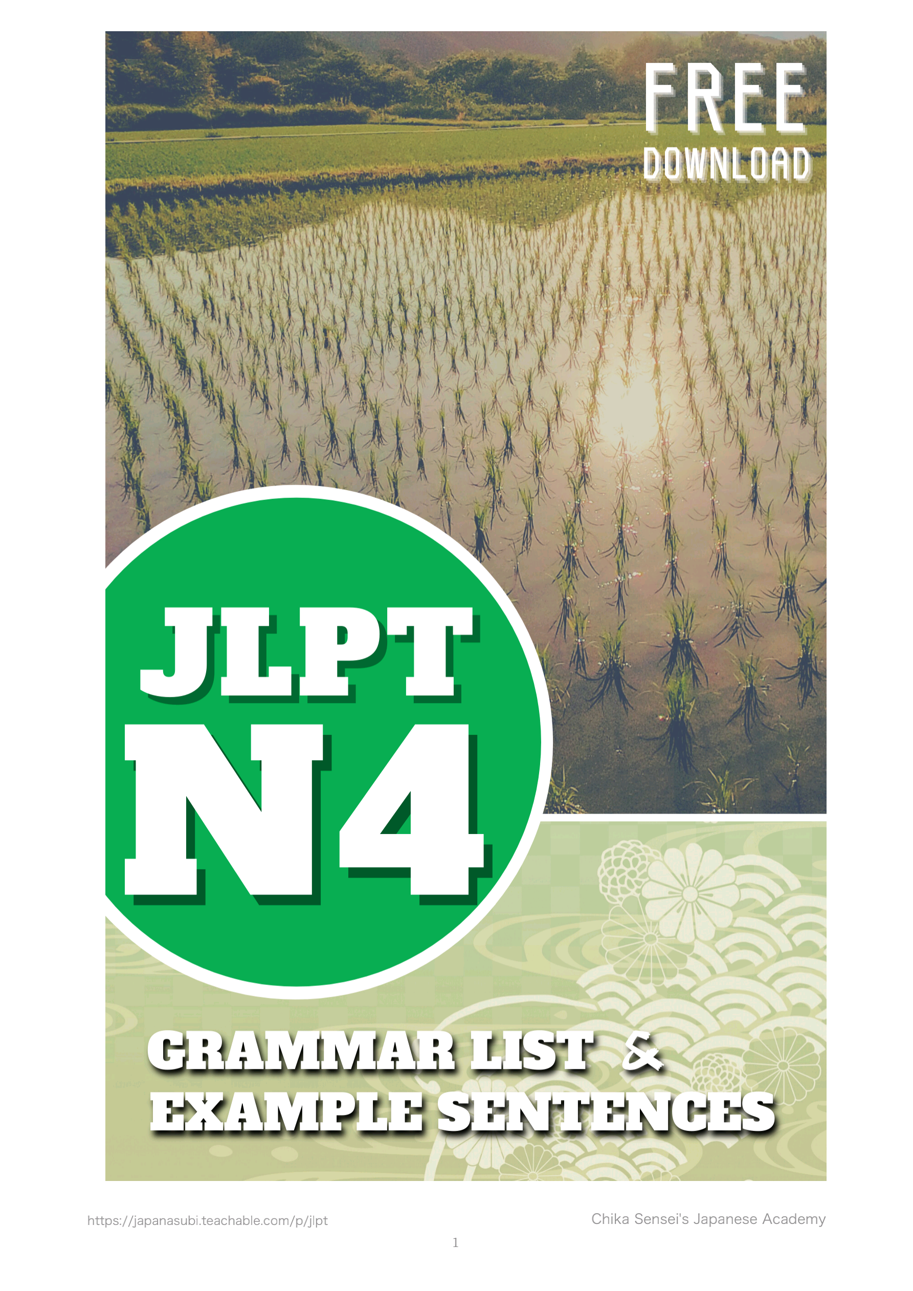 jlpt n4 grammar list & example sentences pdf