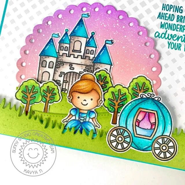 Sunny Studio Stamps: Scalloped Circle Mat Dies Enchanted Country Scenes Everyday Card by Kavya