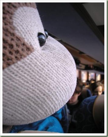 checking the numbers on the bus