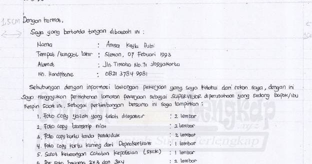 Kertas Folio Contoh Surat Lamaran Kerja Tulis Tangan Untuk ...