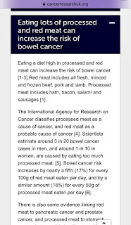 eating processed and red meat increases the risk of bowel cancer