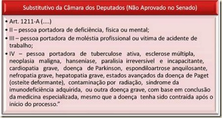 Prioridade na Tramitação de Processo. Lista de Doenças. Código de Processo Civil. Substitutivo da Câmara.