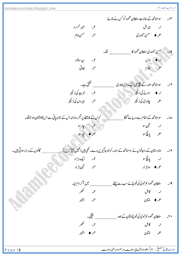 somnath-ki-fatah-mcqs-urdu-10th