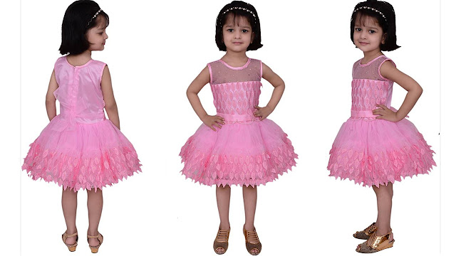 valentine Girls MiniShort Party Dress  (Pink, Sleeveless)