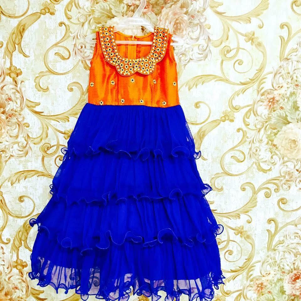 Shop Navy Blue Chander Silk Anarkali Gown Brocade Dupatta Festive Wear  Online at Best Price | Cbazaar