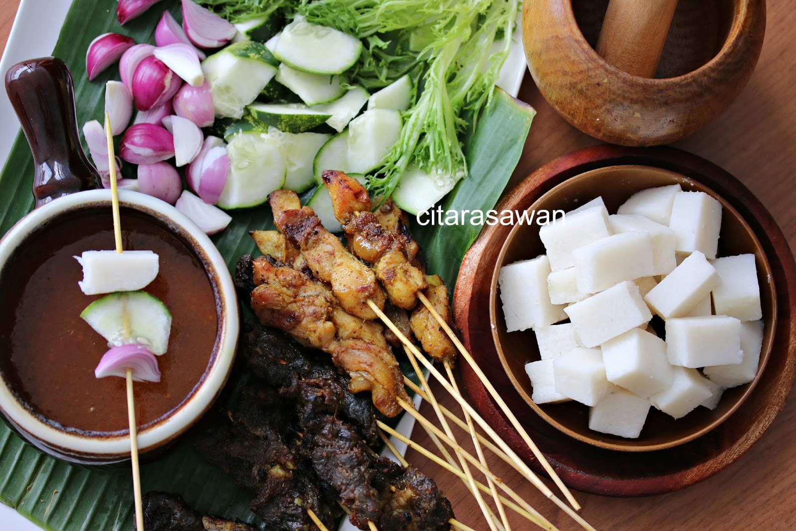Satay, Nasi Himpit, Kuah Kacang yang sangat Sedap ~ Resepi 