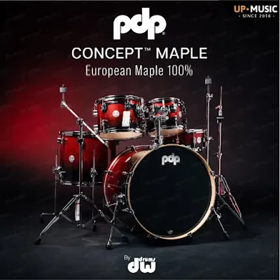 กลองชุด PDP Concept Maple European Maple 100% สีแดงเมทัลลิคพร้อมฮาร์ดแวร์โครเมี่ยม