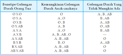 Golongan Darah Orang Tua dan Kemungkinan atau Tidak Mungkin pada Golongan Darah Anak-anaknya