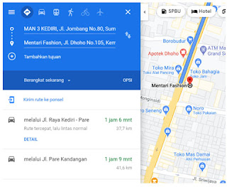 Rute Toko Mentari Fashion Kediri