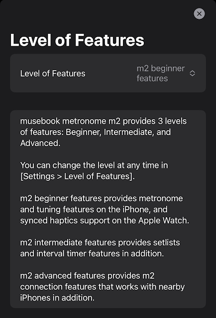 3 levels of features available in musebook metronome m2