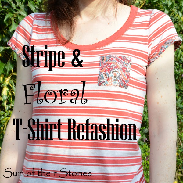 Stripe T-shirt with Floral Trim