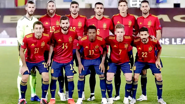 SELECCIÓN DE ESPAÑA. Temporada 2020-21. David De Gea, Sergio Ramos, Ferran Torres, Mikel Merino, Pau Torres, Sergio Busquets. Mikel Oyarzabal, José Luis Gayá, Ansu Fati, Dani Olmo y Jesús Navas. SELECCIÓN DE ESPAÑA 1 SELECCIÓN DE SUIZA 0. 10/10/2020. Liga A de Naciones de la UEFA, fase de clasificación, Grupo 4, jornada 3. Valdebebas, Madrid, estadio Alfredo Di Stéfano.