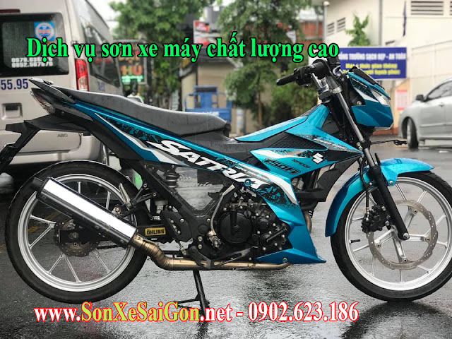 Sơn xe máy Suzuki Satria màu xanh biển cực đẹp