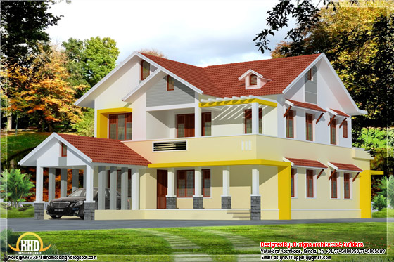 2537 square feet, 4 bedroom Kerala model home design