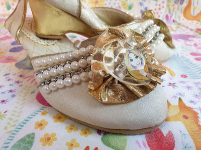 Sides feature rows of faux pearls and jewels in rapunzel wedding shoes of limited edition costume 2012 disney