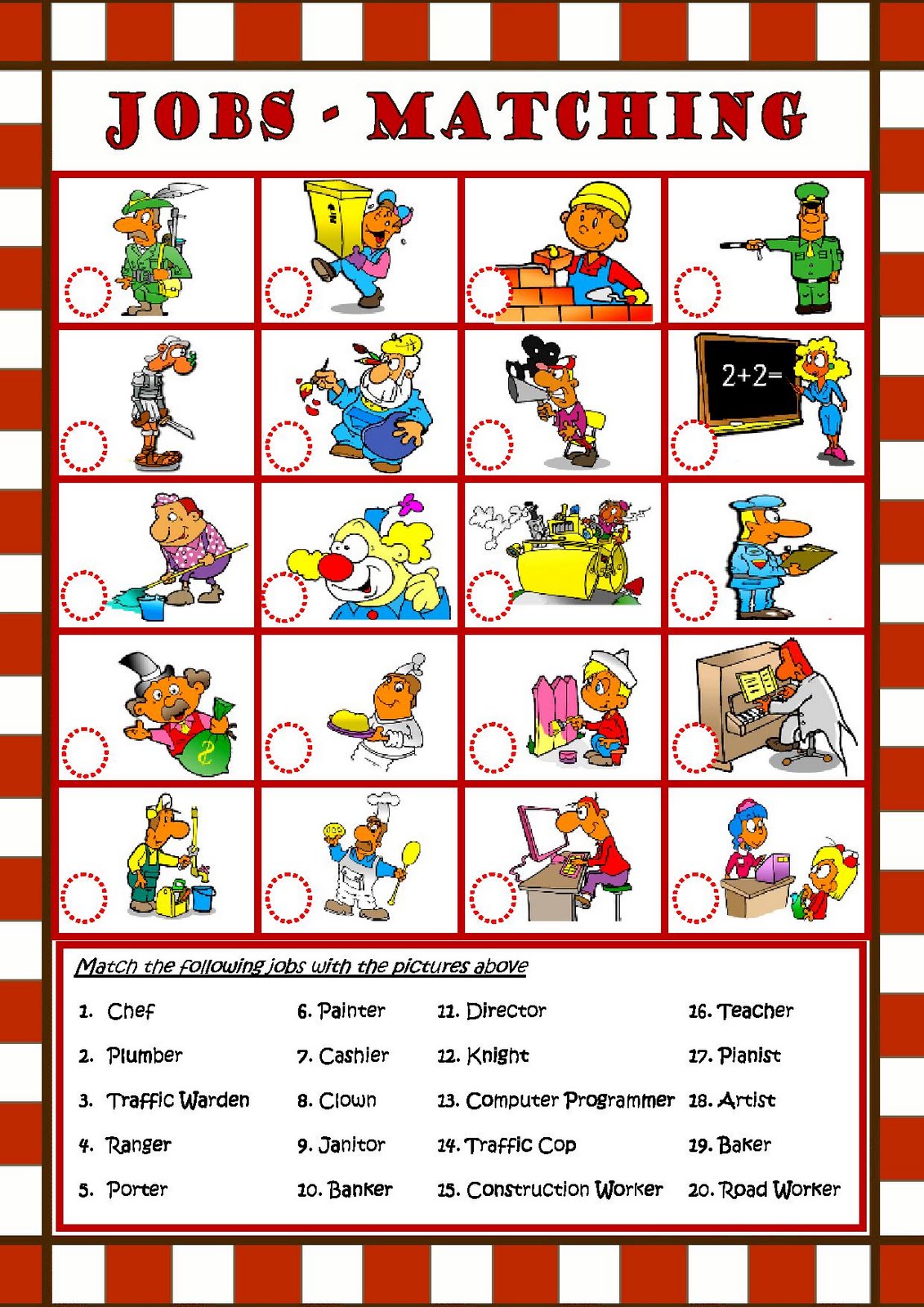 My English Class: JOBS - Matching English Printable Worksheet