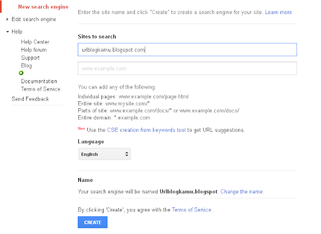 Cara membuat google custom search diblog