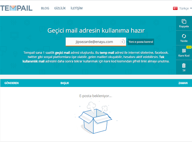Tek Kullanımlık Mail (Geçici Mail) / Temp Mail