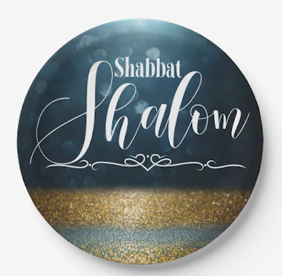 Shabbat Shalom Paper Plates For Celebration - Jewish Gifts For The Home