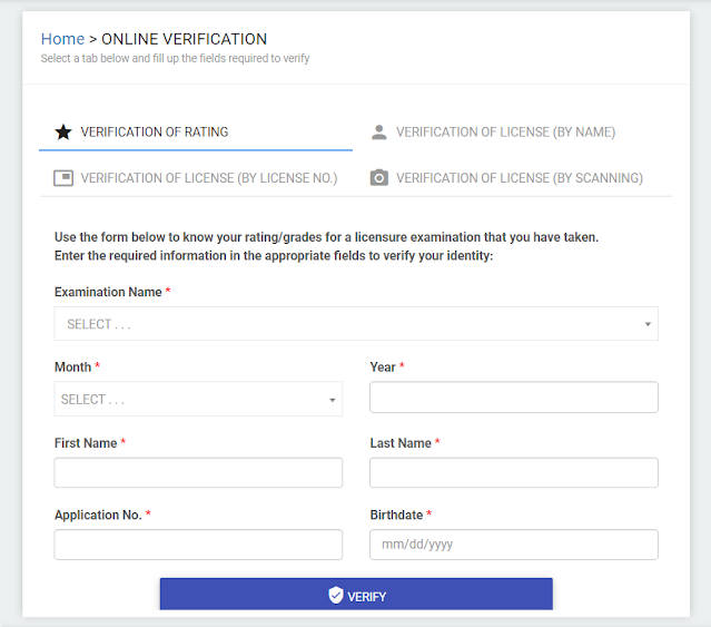 PRC Online Verification of Rating