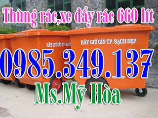 xe đẩy rác 660 lít