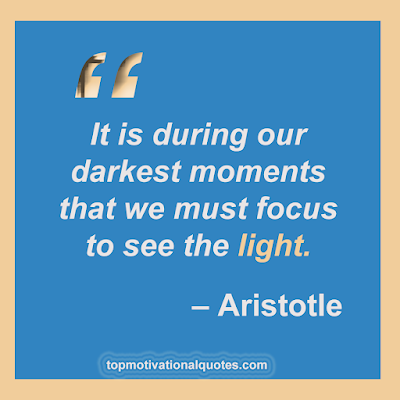 It is during our darkest  moments that we must focus to  see the light. – Aristotle