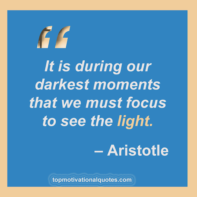 It is during our darkest  moments that we must focus to  see the light. – Aristotle 