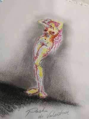 biro pencil drawing nude female woman artwork